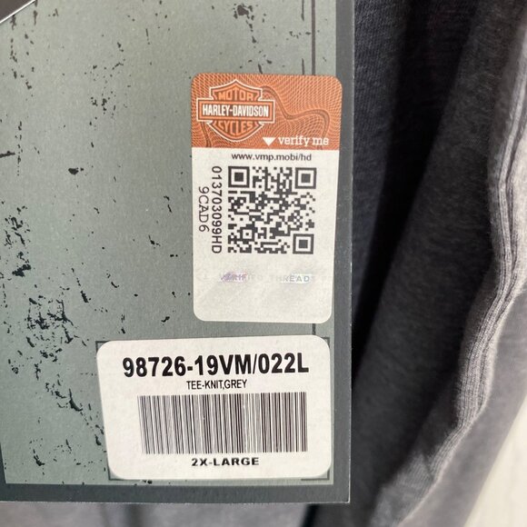 Harley-Davidson Gray Slim Fit Men's 2XL T-Shirt With Logo Print NWT - Picture 5 of 5